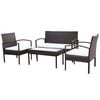 vidaXL 4 Piece Garden Lounge Set with Cushions Poly Rattan Brown