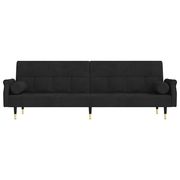vidaXL Sofa Bed with Cushions Black Velvet
