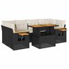 vidaXL 7 Piece Garden Sofa Set with Cushions Black Poly Rattan Acacia