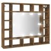 vidaXL Mirror Cabinet with LED Smoked Oak 91x15x76,5 cm