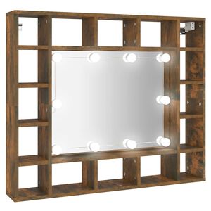 vidaXL Mirror Cabinet with LED Smoked Oak 91x15x76,5 cm