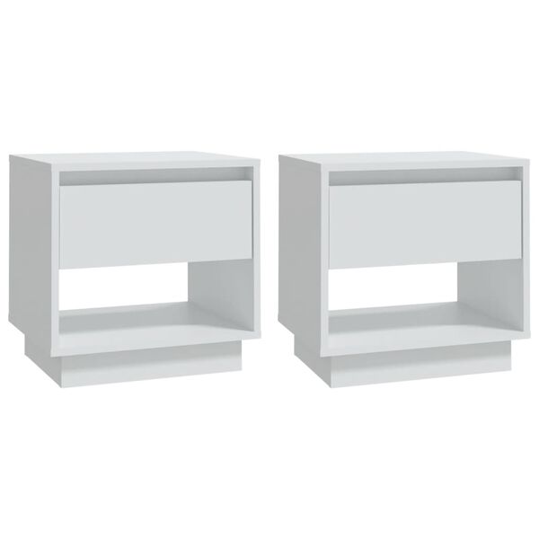 vidaXL Bedside Cabinets 2 pcs White 45x34x44 cm Engineered Wood