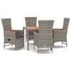 vidaXL 5 Piece Garden Dining Set with Cushions Grey Poly Rattan
