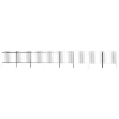 vidaXL Garden Fence with Spear Top Steel 13.6x1.5 m Black