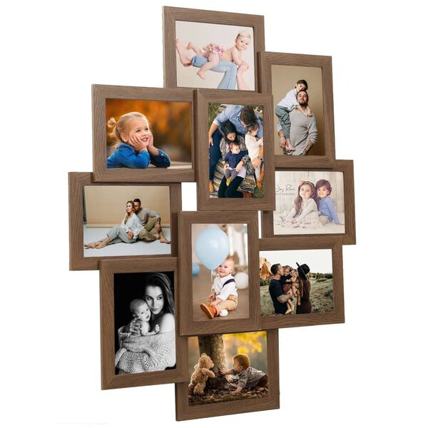 vidaXL Collage Photo Frame for 10x(13x18 cm) Picture Light Brown MDF