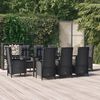 vidaXL 9 Piece Garden Dining Set with Cushions Black Poly Rattan