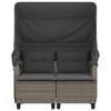 vidaXL Garden Sofa 2-Seater with Canopy and Stools Grey Poly Rattan