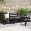 vidaXL 3 Piece Garden Lounge Set Black Solid Pinewood