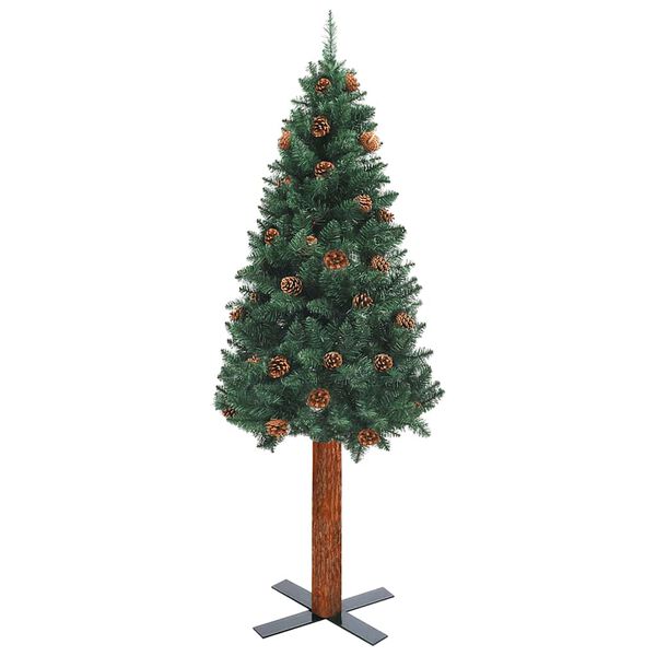 vidaXL Slim Pre-lit Christmas Tree with Ball Set Green 150 cm PVC