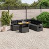 vidaXL 7 Piece Garden Sofa Set with Cushions Black Poly Rattan