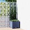vidaXL Garden Planter with Trellis Blue Grey 40x40x136 cm PP