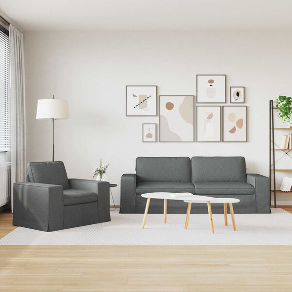 vidaXL Sofa Set 2 pcs Dark Grey 222 x 80 x 82 cm Fabric