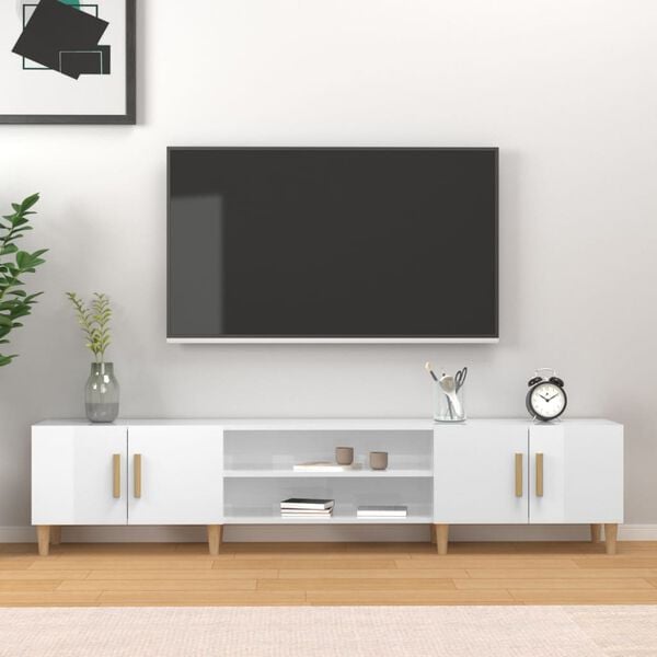 vidaXL TV Cabinet High Gloss White 180x31.5x40 cm Engineered Wood