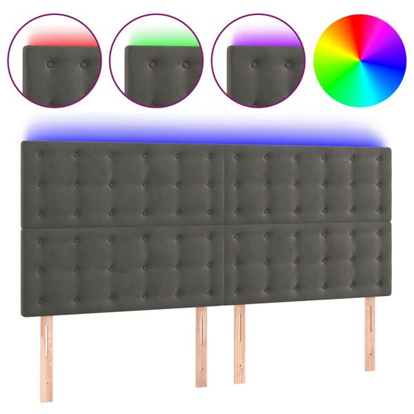 vidaXL LED Headboard Dark Grey 200 cm Velvet