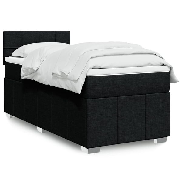 vidaXL Box Spring Bed with Mattress Black King Single Fabric