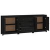 vidaXL Sideboard Black 210x35x80 cm Solid Wood Pine