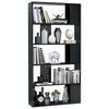 vidaXL Book Cabinet/Room Divider High Gloss Black 80x24x159 cm Engineered Wood