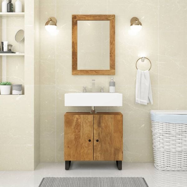 vidaXL Mirror 70x50 cm Solid Wood Mango and Glass