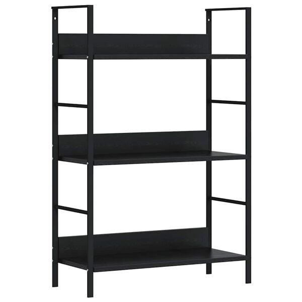 vidaXL 3-Layer Book Shelf Black 60x27.6x90.5 cm Engineered Wood