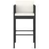 vidaXL Bar Stools 2 pcs with Cushions Black Poly Rattan