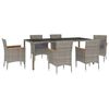 vidaXL 7 Piece Garden Dining Set with Cushions Grey Poly Rattan