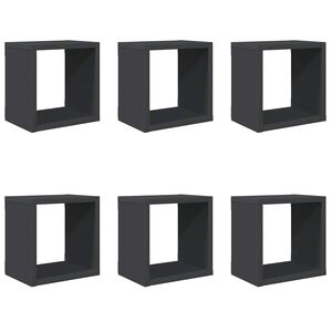 vidaXL Wall Cube Shelves 6 pcs Grey 22x15x22 cm