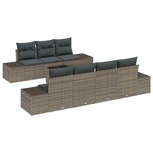 vidaXL Garden Sofa Set 8 pcs Grey Poly Rattan