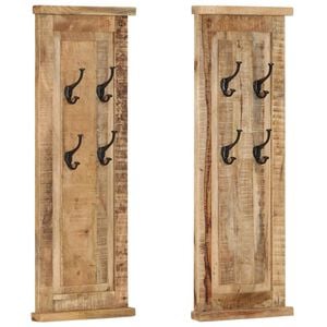 vidaXL Coat Rack | Set of 2 | Brown | Solid mango wood | Medium