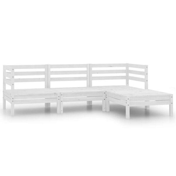 vidaXL 4 Piece Garden Lounge Set Solid Pinewood White