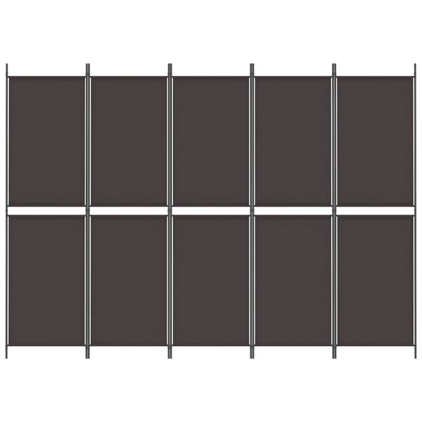 vidaXL 5-Panel Room Divider Brown 250x180 cm Fabric