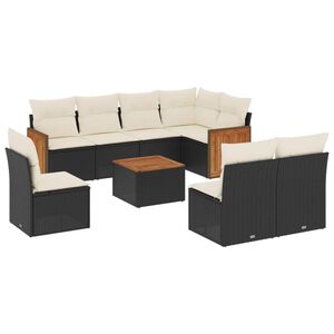 vidaXL 9 Piece Garden Sofa Set with Cushions Black Poly Rattan