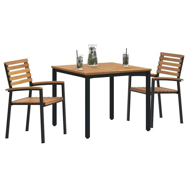 vidaXL Garden Dining Set 3 pcs Black Solid Acacia Wood