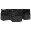vidaXL Garden Sofa Set 6 pcs Black Poly rattan