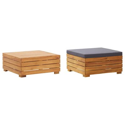 vidaXL Garden Table and Footrest Set with Cushion Solid Acacia Wood