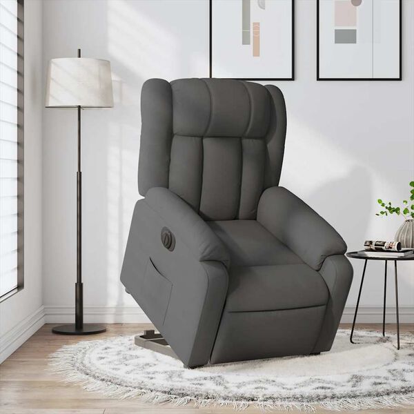 vidaXL Electric Stand up Recliner Chair Dark Grey Fabric