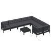 vidaXL 10 Piece Garden Lounge Set with Cushions Black Pinewood