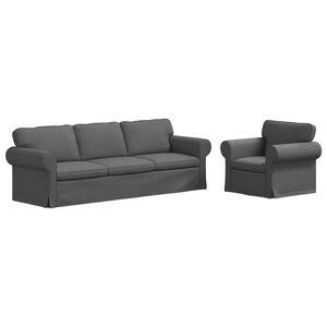 vidaXL Sofa Set 2 pcs Dark Grey Fabric