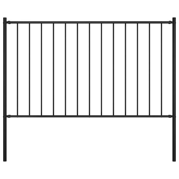 vidaXL Fence Panel with Posts Powder-coated Steel 1.7x1.25 m Black