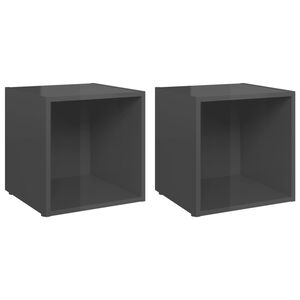 vidaXL 2 Piece TV Cabinet Set High Gloss Grey 37x35x37 cm Engineered Wood