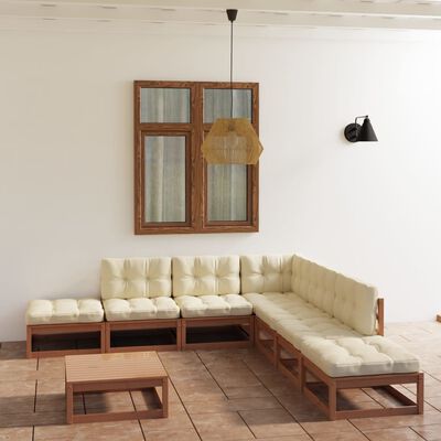 vidaXL 8 Piece Garden Lounge Set with Cushions Solid Wood Pine