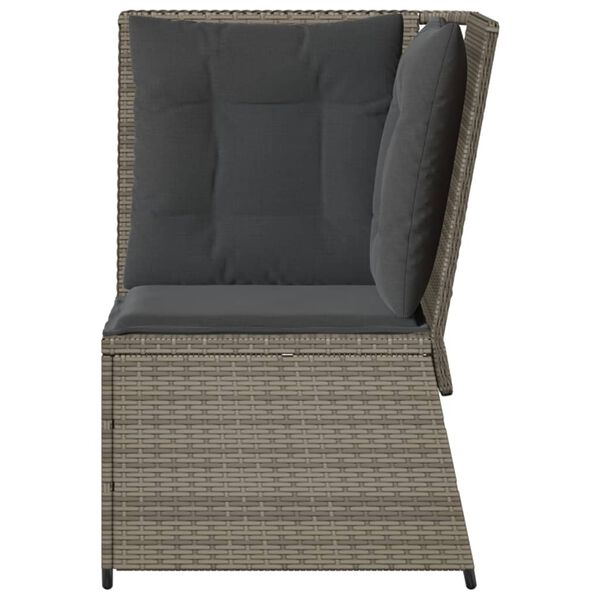 vidaXL Garden Sofa Corner with Cushions Grey Poly Rattan
