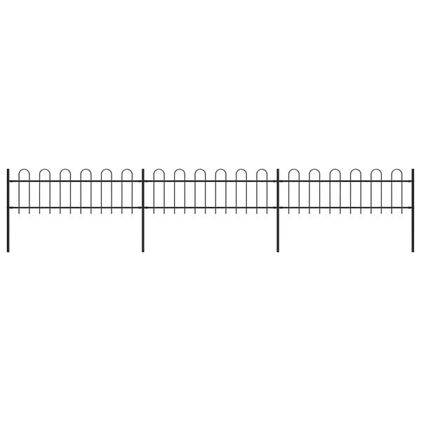 vidaXL Garden Fence with Hoop Top Steel 537x60 cm Black