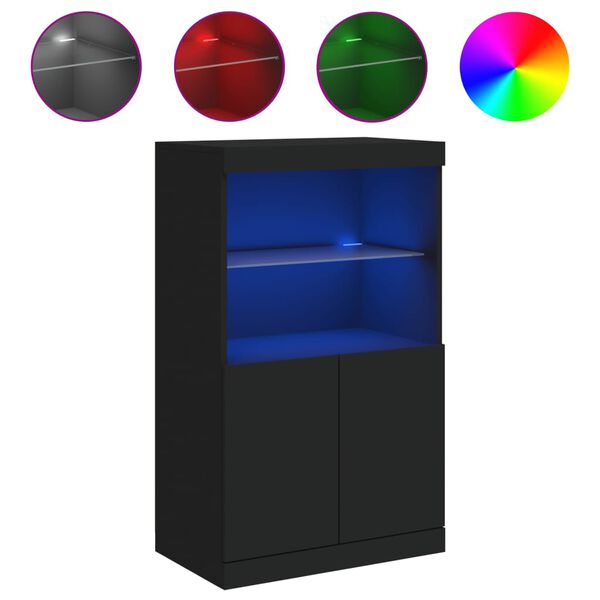 vidaXL Sideboard with LED Lights Black 60.5x37x100 cm