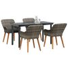 vidaXL Garden Dining Set with Cushion 5 pcs Grey Poly Rattan
