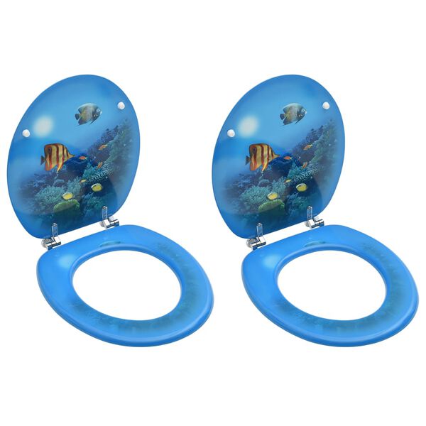 vidaXL WC Toilet Seats with Lid 2 pcs MDF Deep Sea Design