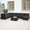 vidaXL 8 Piece Garden Lounge Set with Cushions Black Poly Rattan