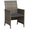vidaXL 3 Piece Bistro Set with Cushions Grey Poly Rattan