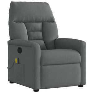 vidaXL Massage Recliner Chair Dark Grey Fabric