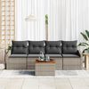vidaXL Garden Sofa Set with Storage 5 pcs Grey Poly Rattan
