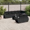 vidaXL 9 Piece Garden Sofa Set with Cushions Black Poly Rattan